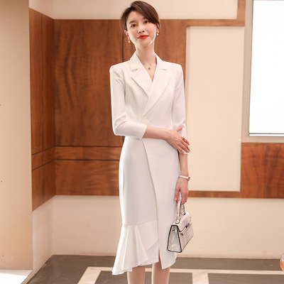 长袖轻奢小众设计御姐风法式礼服