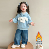 女童加绒卫衣秋冬2025新款儿童巨好看衣服洋气女冬装保暖上衣P69，童装卫衣/绒衫，祺妙童装