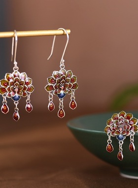 珐琅彩吊坠小众设计开口银饰女款