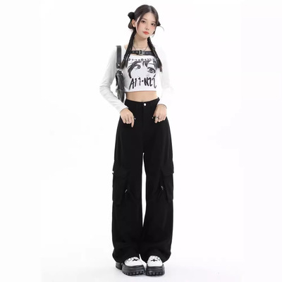 Shascullfites美式街工装牛仔裤新款宽松垂感口袋设计感拖地裤