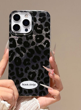 Cartoon black leopard print case适用iphone 11 12 13 14 15 16 PLUS 17 pro max