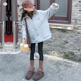 女童加绒外套2025年秋冬新款中大童立领夹克衫休闲保暖卫衣拉链衫，童装外套，祺儿童装