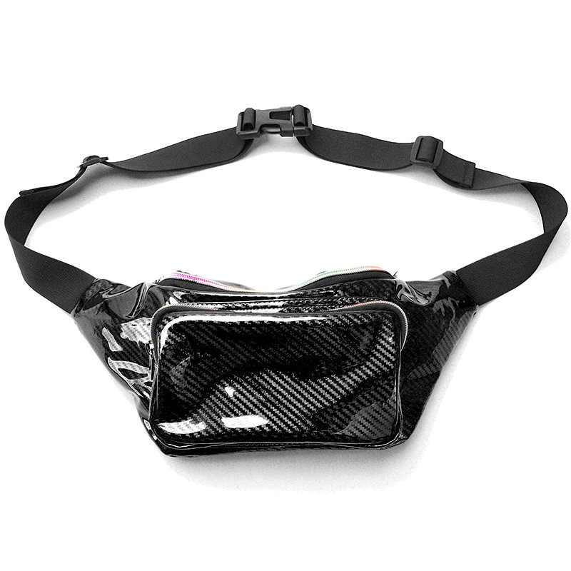 炫彩镭射腰包时尚女士斜挎包嘻哈蹦迪亮面腰包户外运动胸包单肩包
