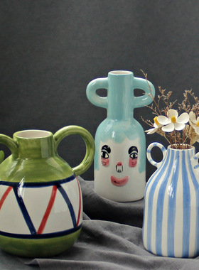 新中式茶室客厅电视柜花摆件端家居玄关软装饰品轻奢陶瓷礼品