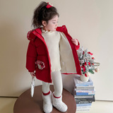 女童加绒棉服冬季2025新款洋气儿童加厚保暖棉衣冬装新年外套P118，童装棉衣，祺妙童装