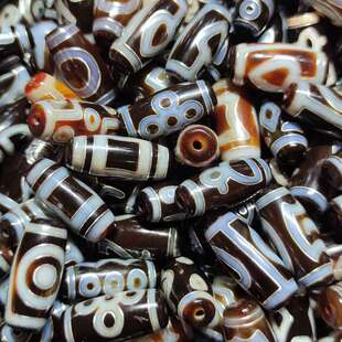 藏区回流纯天然玛瑙光面措金搓银镶嵌天珠项链吊坠挂件diy配饰