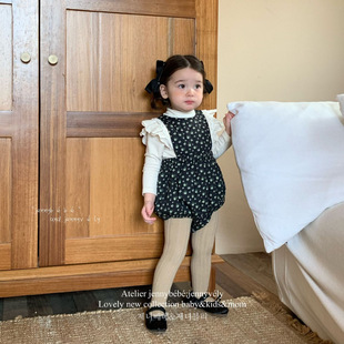 韩版婴儿秋冬碎花夹棉连体爬服INS可爱包屁衣女童姐妹连衣裙保暖