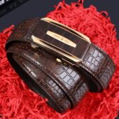 百搭腰带休闲商务裤 鳄鱼纹真皮自动扣时尚 带潮 皮带新款 高档男士