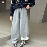 儿童2025年冬季新款个性小马刺绣弯刀裤中大童冬季加厚保暖休闲裤，童装裤子，祺儿童装