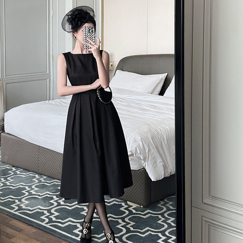 2025夏季新款女装优雅气质正式场合长裙收腰无袖背心连衣裙9793,女装/女士精品,连衣裙,淘宝优惠券,粉丝福利购,淘宝优惠卷