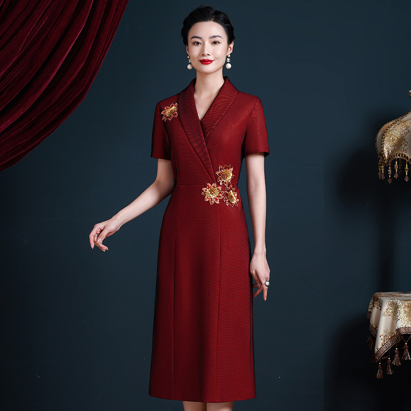 高端喜婆婆婚宴旗袍结婚高贵刺绣