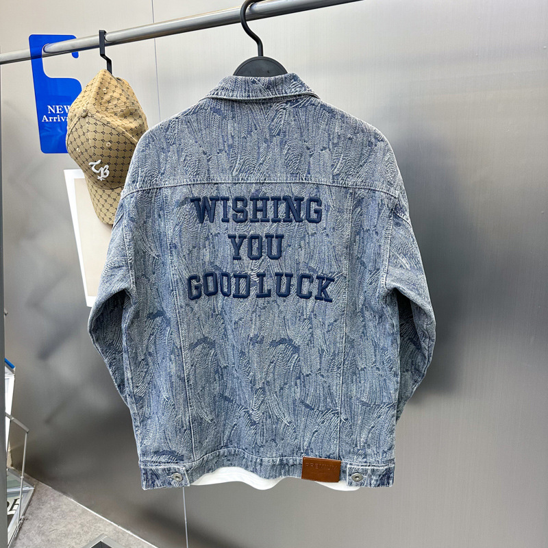 提花翻领外套牛仔夹克