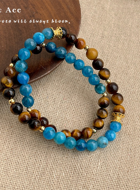 「星辰之海」双层叠戴虎眼石手串个性新中式手链文艺民族风手饰品