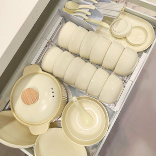 釉下彩奶油风盘子碗泡面碗陶瓷餐具套装 餐具碗碟套装 全套礼品家用