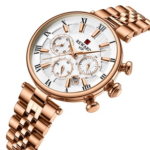 Reward女士腕表优雅时装表精钢小三针计时秒表小巧精致女表石英表