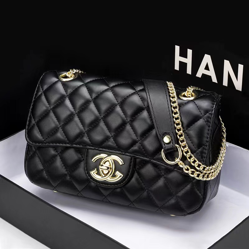 品牌真皮菱格链条包包女包新款百搭小香风小方包女士肩斜挎包