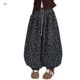 女童2025秋冬新款时尚豹纹灯笼裤女大童户外原宿风显瘦弯刀阔腿裤，童装裤子，祺儿童装