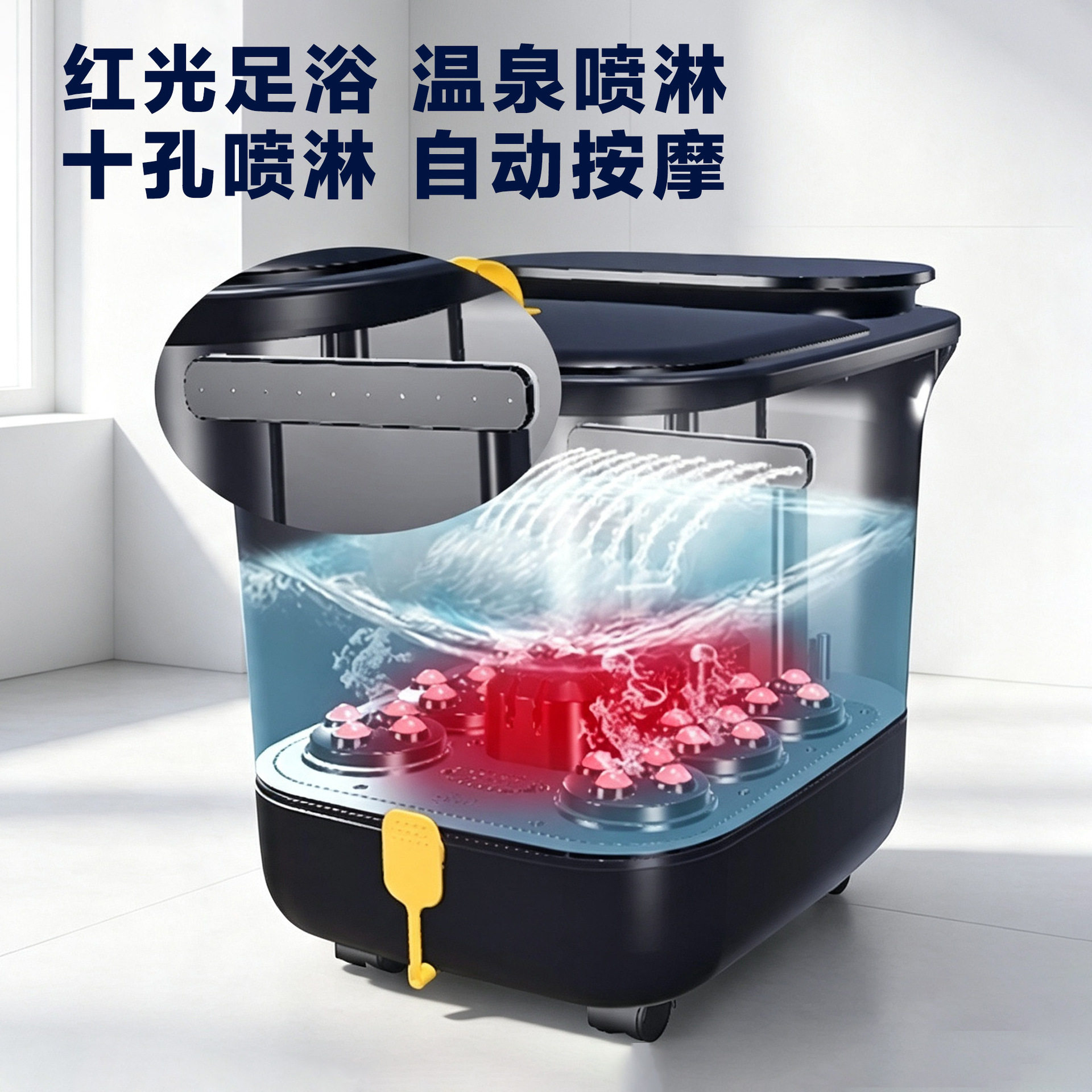 深桶气泡足浴盆多功能泡脚桶电动按摩器家用加热恒温洗脚盆蒸汽