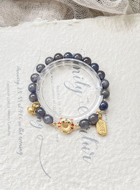 古风原创设计天然水晶手串DIY冰糖堇青石小老虎手链