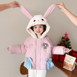 女童蝴蝶结棉衣冬装2025新款儿童加厚外套洋气女卡通棉袄棉服P106，童装棉衣，祺妙童装