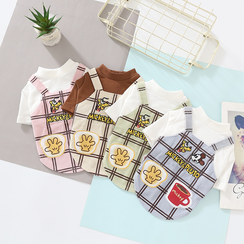 狗狗春秋假两件刺绣背带衣服泰迪比熊雪纳瑞西高地中小型犬衣服