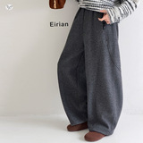 女童加绒毛呢裤2025年秋冬新款中大童休闲卫裤纯色阔腿裤弯刀长裤，童装裤子，祺儿童装