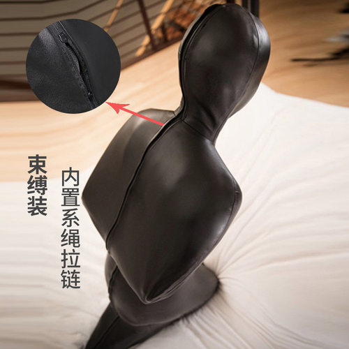 PU皮束手奴仆衣B32束手束腿SM跪奴束敷装PU全包衣紧身连体衣