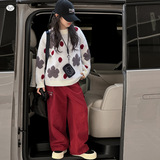 女童加厚毛衣2025秋冬新款中大童波点花朵针织衫中大童打底衫韩系，童装毛衣，祺儿童装