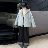 蓝色假两件棉服