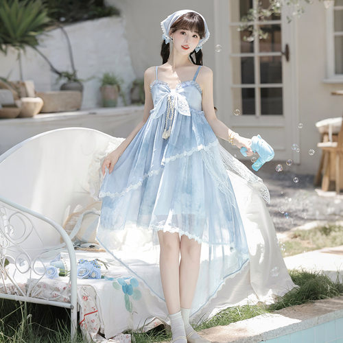 山野留云 原创设计改良新中式改良披肩吊带裙套装夏