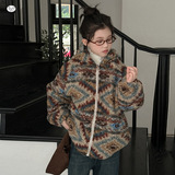 女童2025年秋冬新款费尔岛复古外套女大童户外加绒加厚保暖毛毛衣，童装外套，祺儿童装