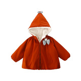 女小童加绒派克服棉衣冬季2025新款加厚保暖冬装儿童连帽外套P88，童装棉衣，祺妙童装