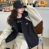 女童拼色外套2025新款女大童春秋款连帽冲锋衣儿童女秋装洋气上衣，童装外套，祺妙童装