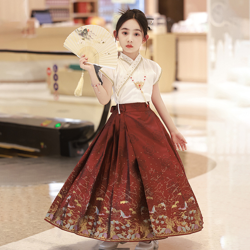 新中式女童马面裙套装夏季2025新款高级感小女孩姐妹闺蜜装裙子夏