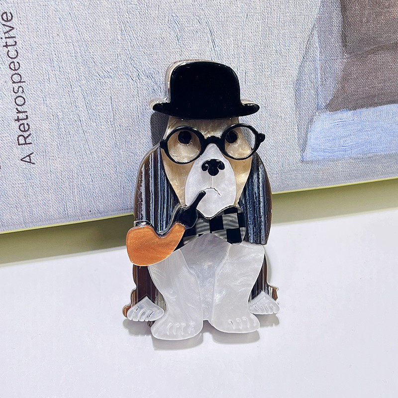 亚克力时尚动物胸针别针抽烟狗潮卡通徽章包包服装配饰