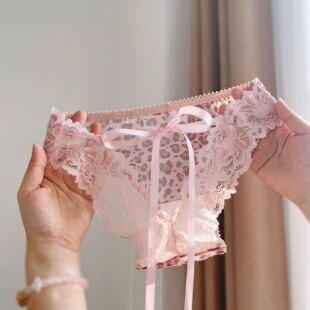 野性猎手~日系纯欲绑带蕾丝内裤女士2026新款镂空性感豹纹三角裤