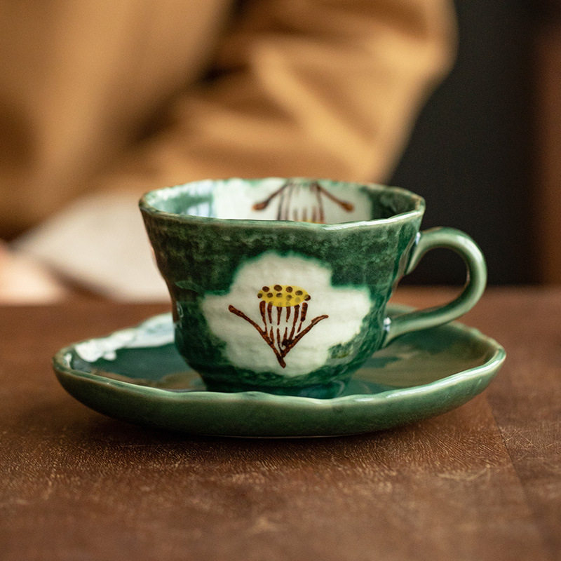 濑户烧陶瓷咖啡杯复古手工茶杯