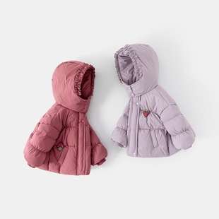 女童羽绒服2025新款冬装加厚保暖洋气连帽白鸭绒外套童装