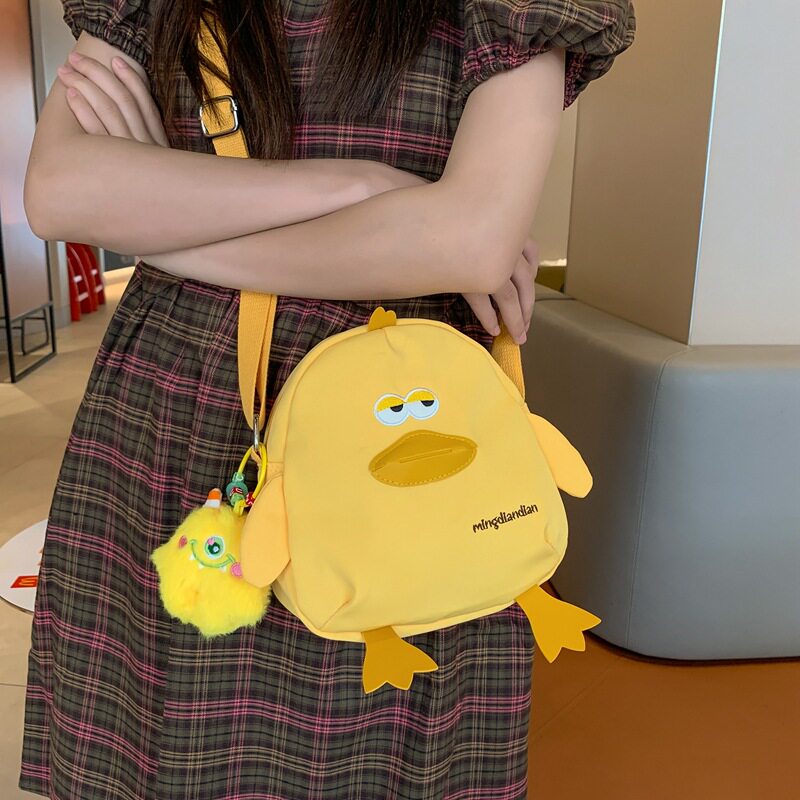 小鸡包 夏天可爱斜挎包 小清新学生软妹卡通帆布包日系拼接零钱包