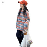 女童彩色毛衣2025年秋季新款中大儿童撞色条纹针织衫春秋长袖上衣，童装毛衣，祺儿童装