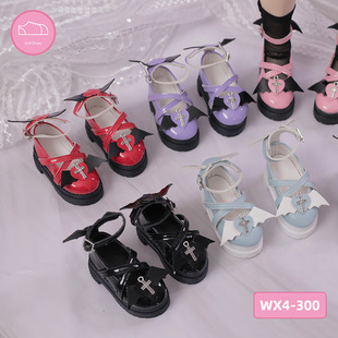 四分娃鞋bjd4分娃娃鞋SD玩偶可穿亮皮皮鞋恶魔天使翅膀天使娃鞋