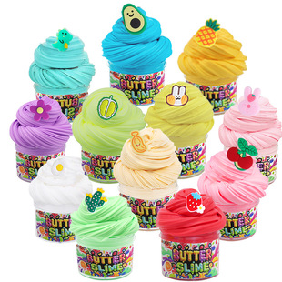 跨境60ml黄油泥桃子史莱姆butter slime起泡胶棉花泥泡芙胶拉面泥