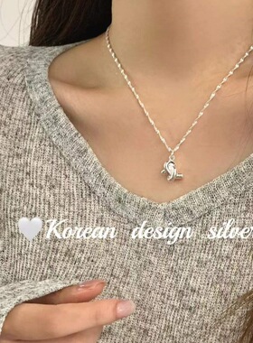 韩国东大门ins风银饰品 S925纯银 重工绳结项链新款简约个性百搭