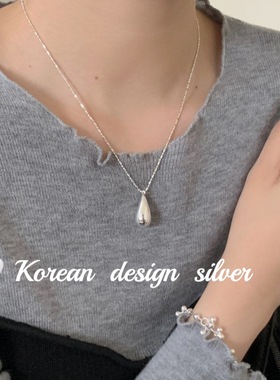 2025款韩国小众设计银饰品 S925纯银水滴米粒项链级个性冷淡风