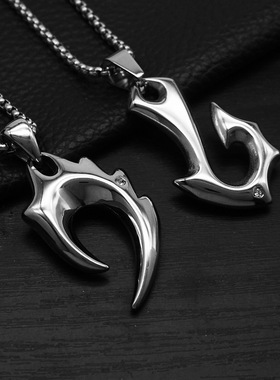 跨境吊坠项链钛钢火焰男饰品