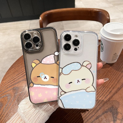 睡觉轻松熊透明透黑苹果iPhone