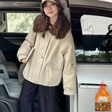 女童2025年冬季新款时尚洋气脱卸披肩毛领内里派克服加绒加厚外套，童装外套，祺儿童装