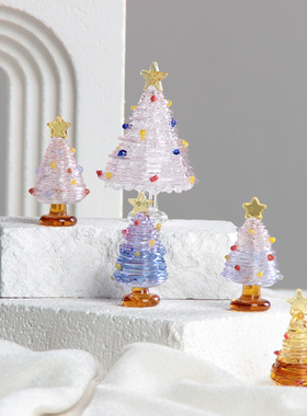 圣诞节礼物淄博琉璃工艺品摆件玻璃绕丝圣诞树博山桌面装饰礼品