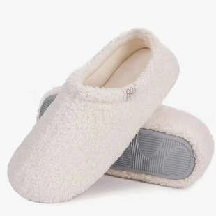 Quiet Anti-Slip Couple Home Slippers Teddy Fleece Full Heel