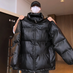 Cleanfit·美式猛男猛男cleanfit黑色皮面钢印棉服款冬季美式街厚